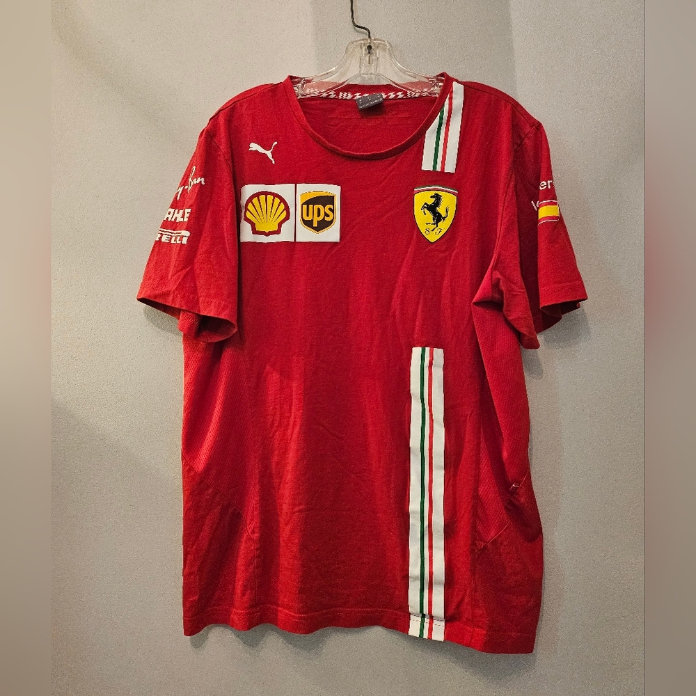 Puma Ferrari Logo Branded Red Graphic T-shirt | Size XL